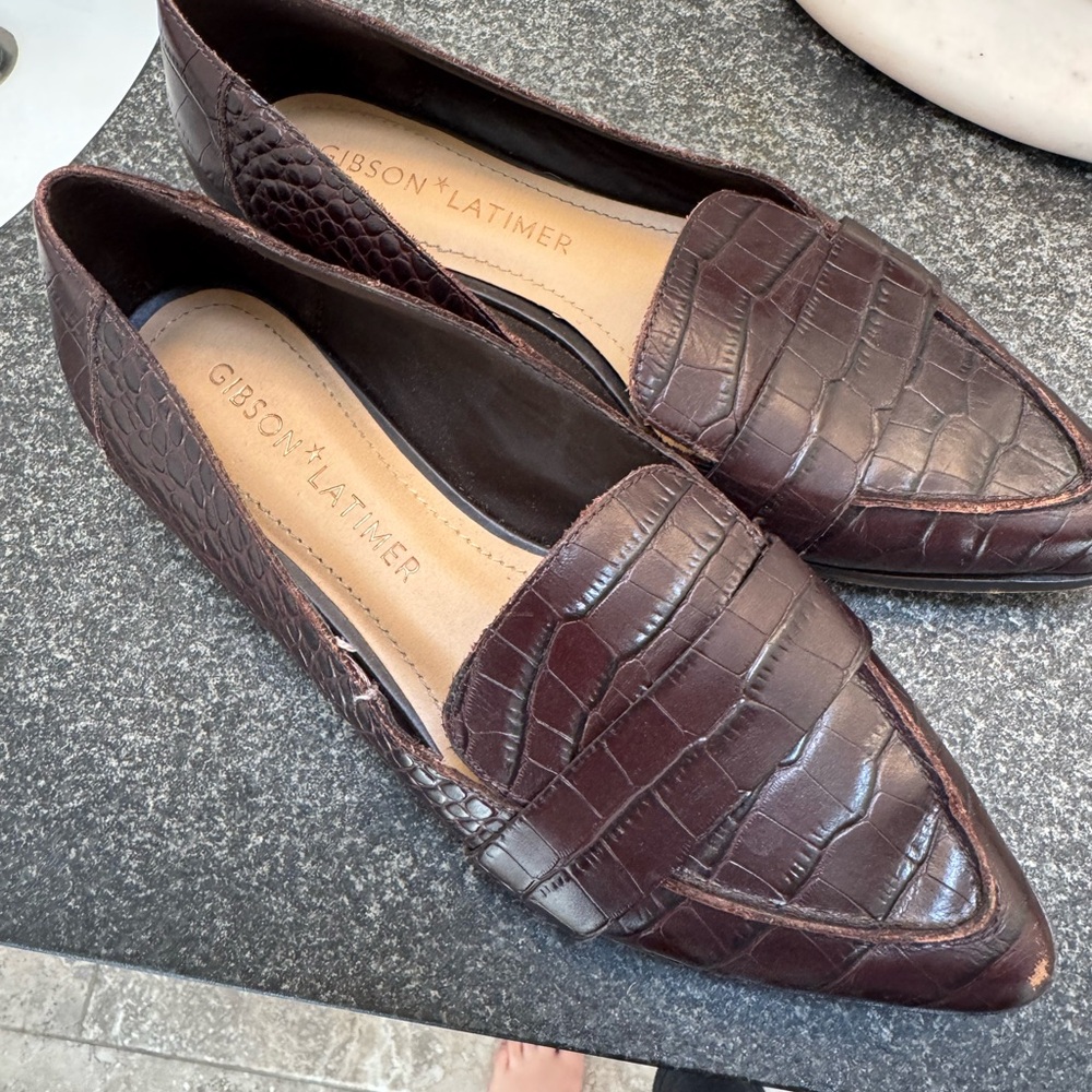 Gibson Latimer Croc-Embossed Dark Brown Loafers
